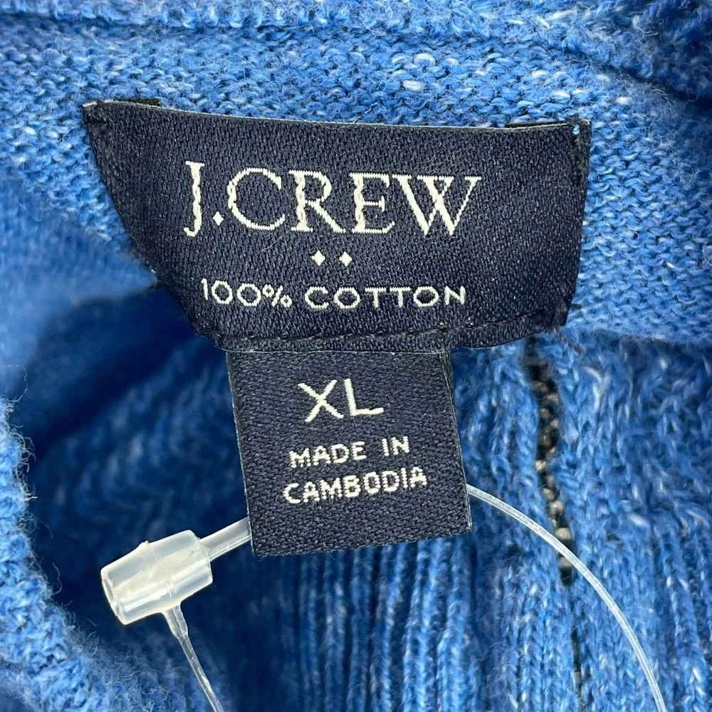 J.Crew‎ Ragland Half-Zip Sweater Men XL Blue Cotton Mock Neck Casual NWT $98